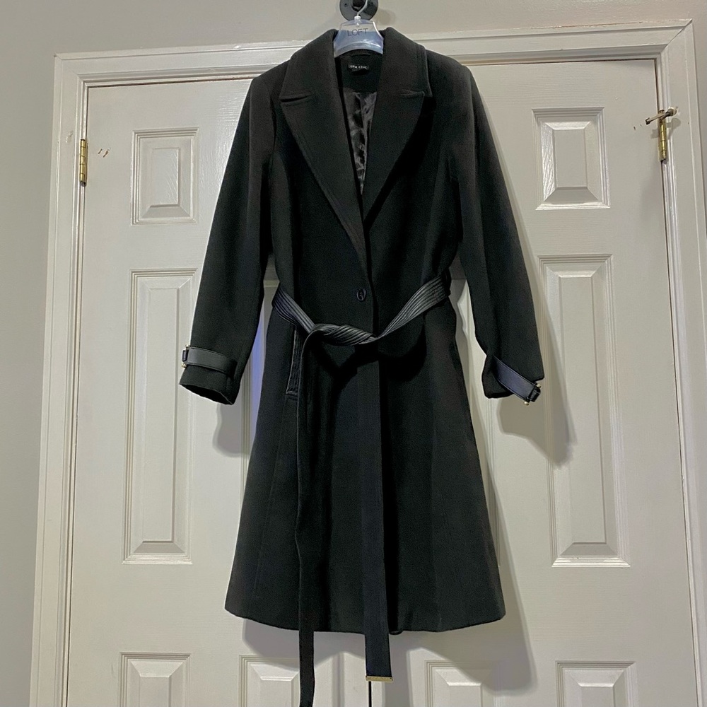 Black City Chic Belted Overcoat XL